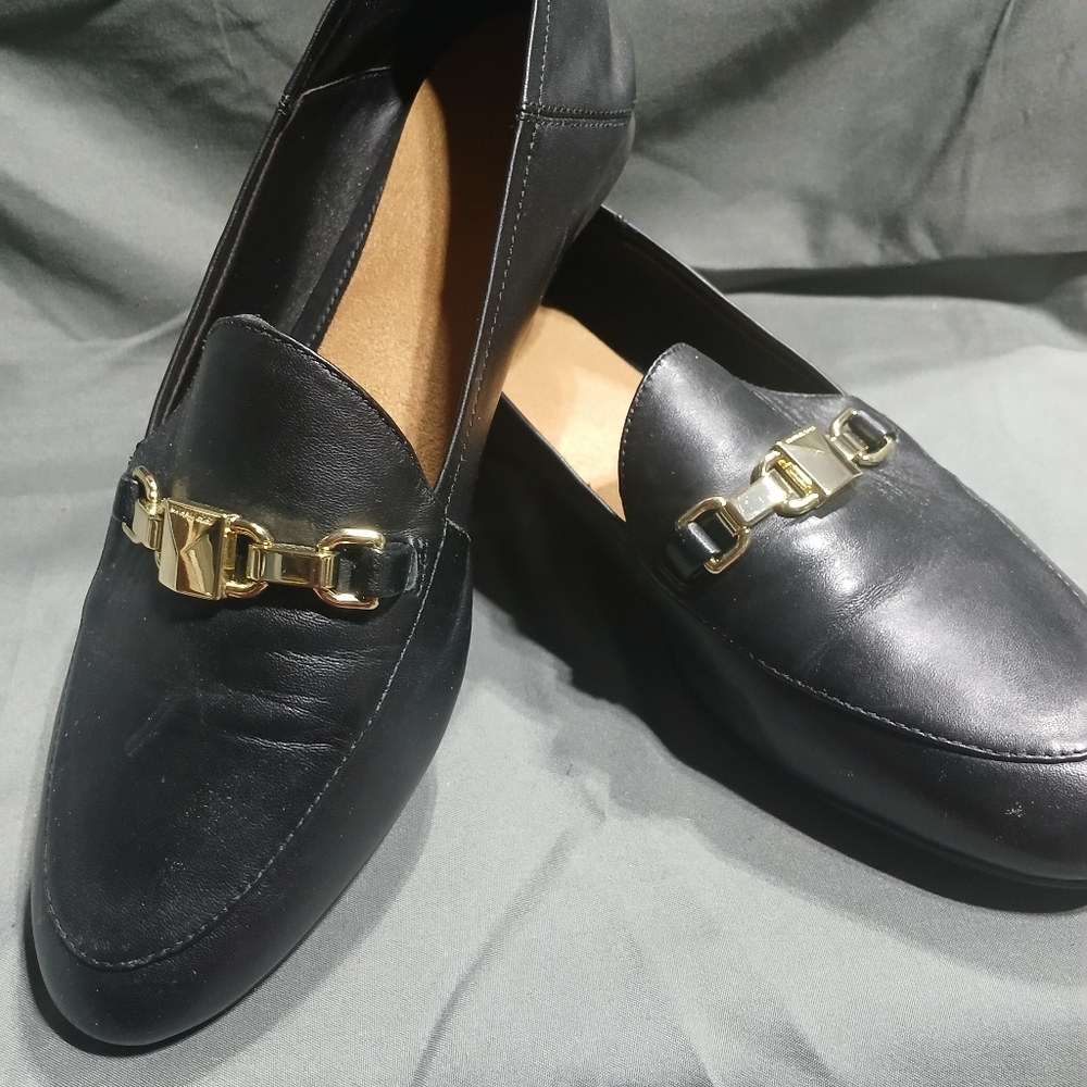Michael Kors Black Loafers with Gold Detail